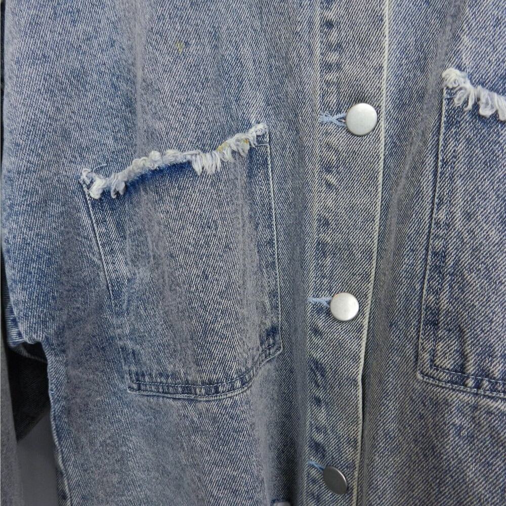 Emory Park Distressed Cutoff‎ Fringe Jean Jacket Size S Blue Faded Denim Western - Picture 4 of 10